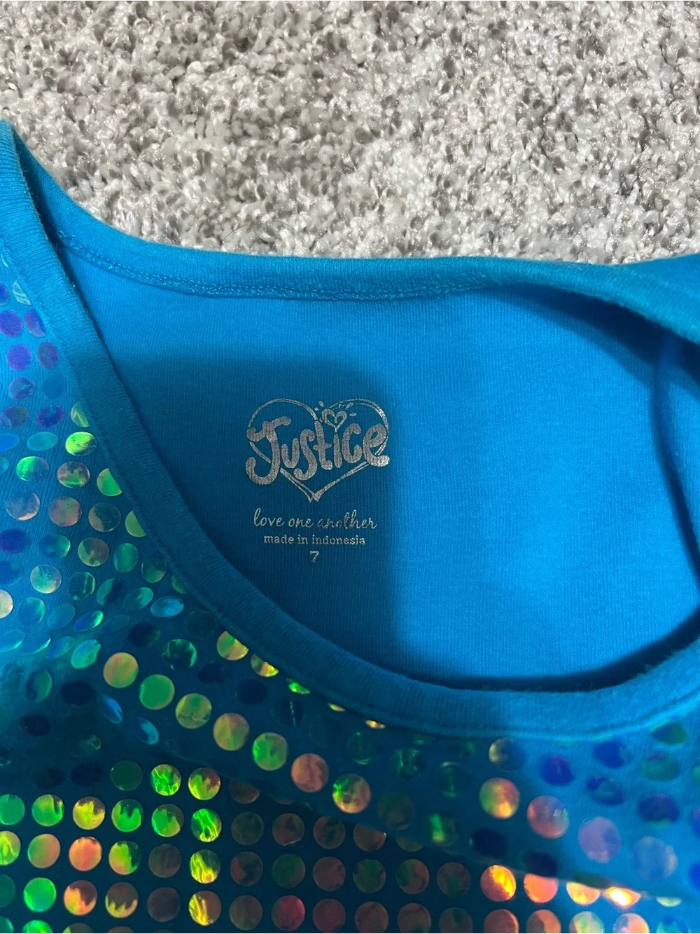 Girls Justice Blue Sequin Tank Top - Kids